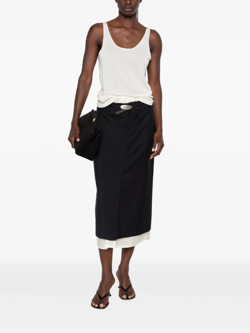 Fusta midi Rohe Boxer Layered bleumarin - imagine 4