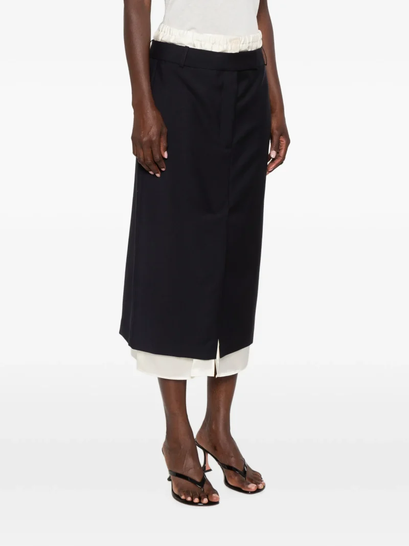 Fusta midi Rohe Boxer Layered bleumarin - imagine 3