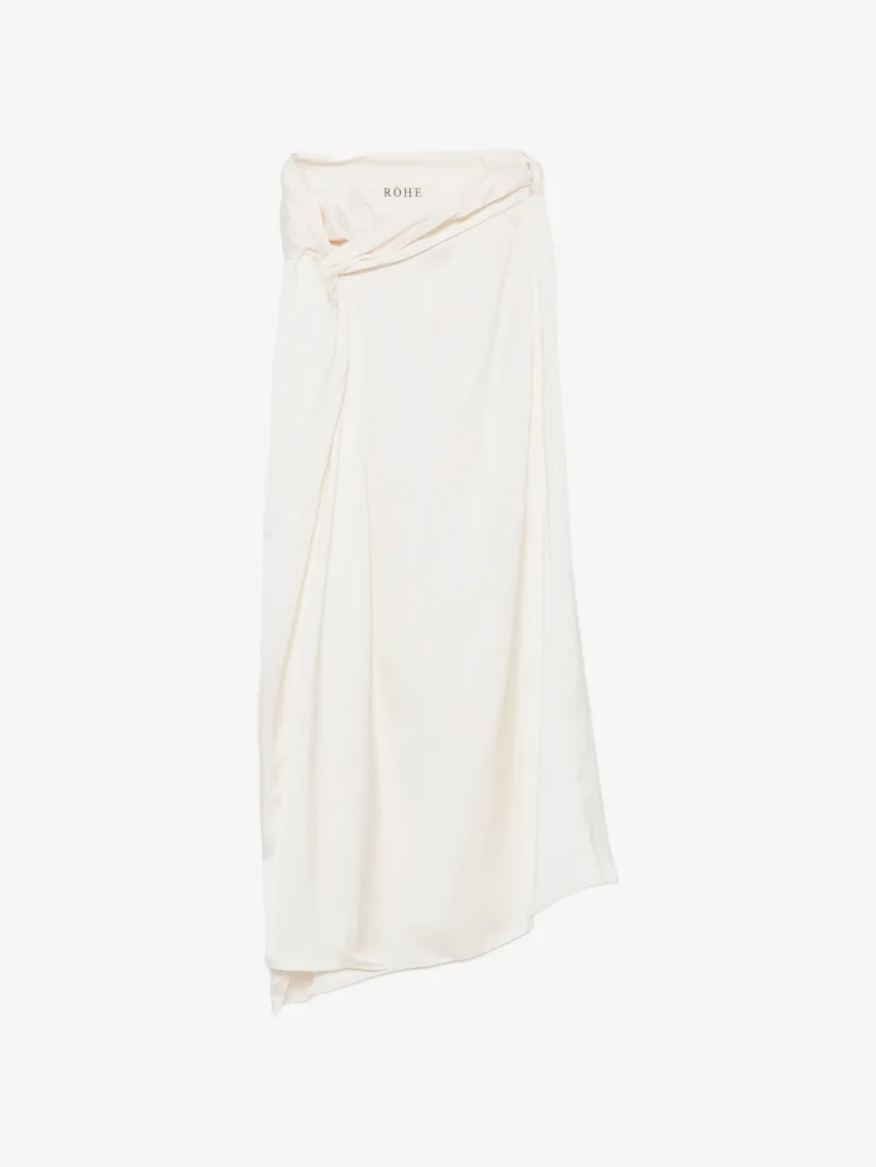 Fusta midi Rohe Twist-Detail Wrap Asymmetric ecru