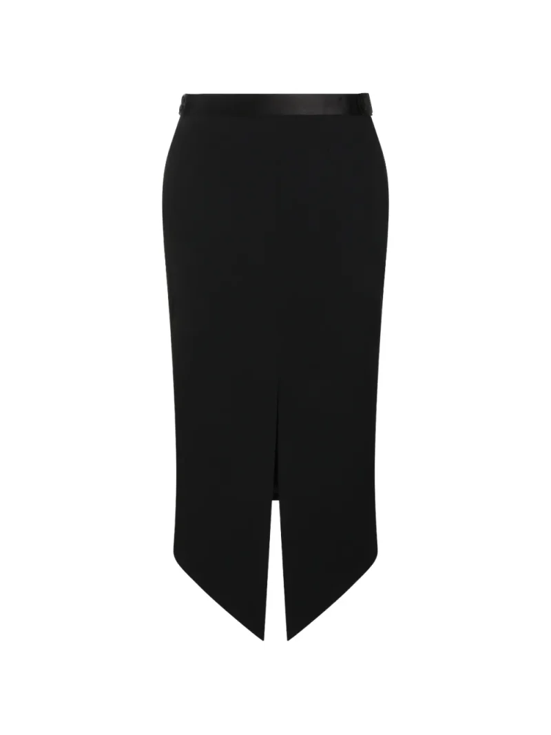 Fusta midi Satin Tailored Tuxedo Pencil negru