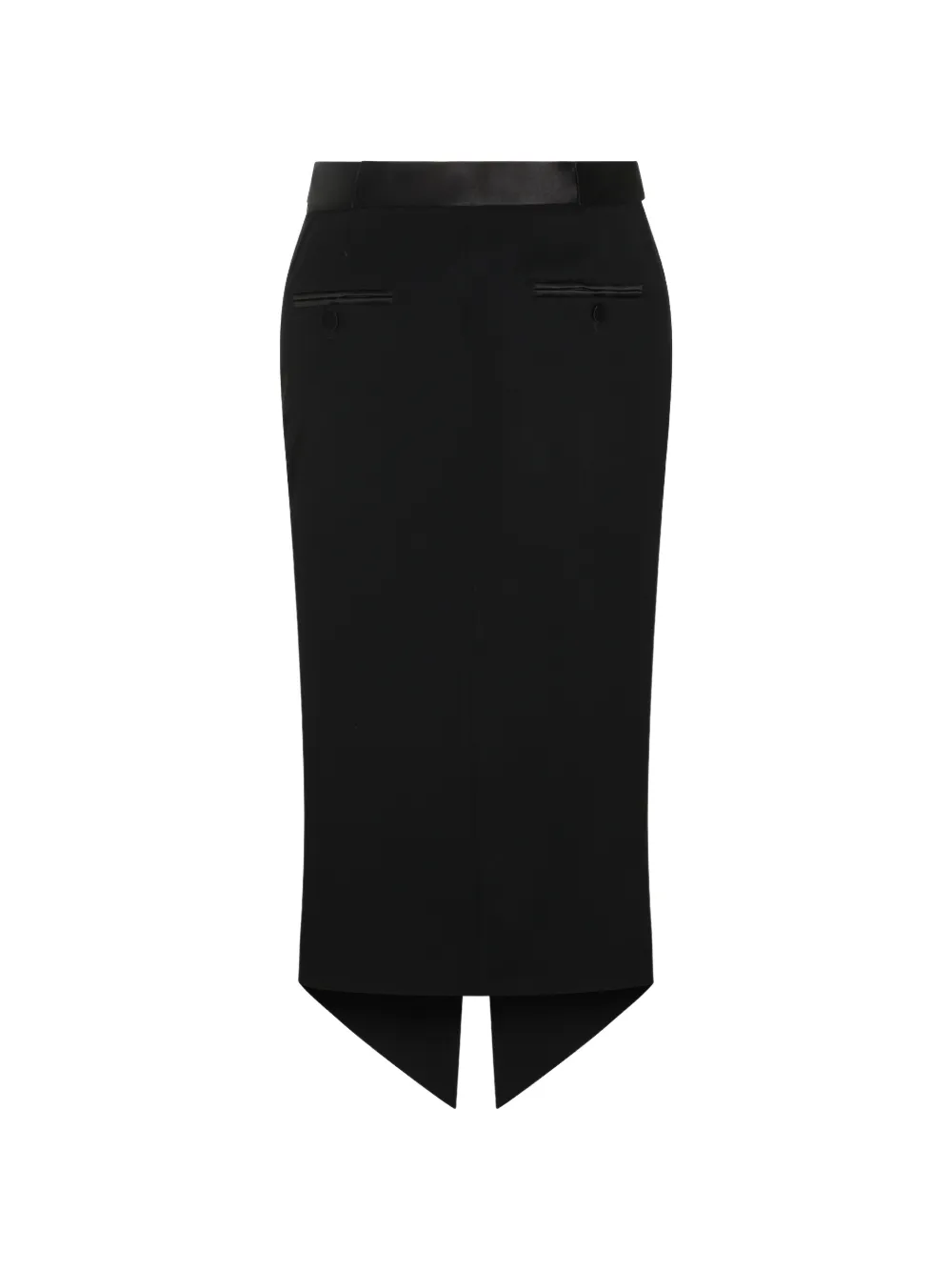 Fusta midi Satin Tailored Tuxedo Pencil negru - imagine 2