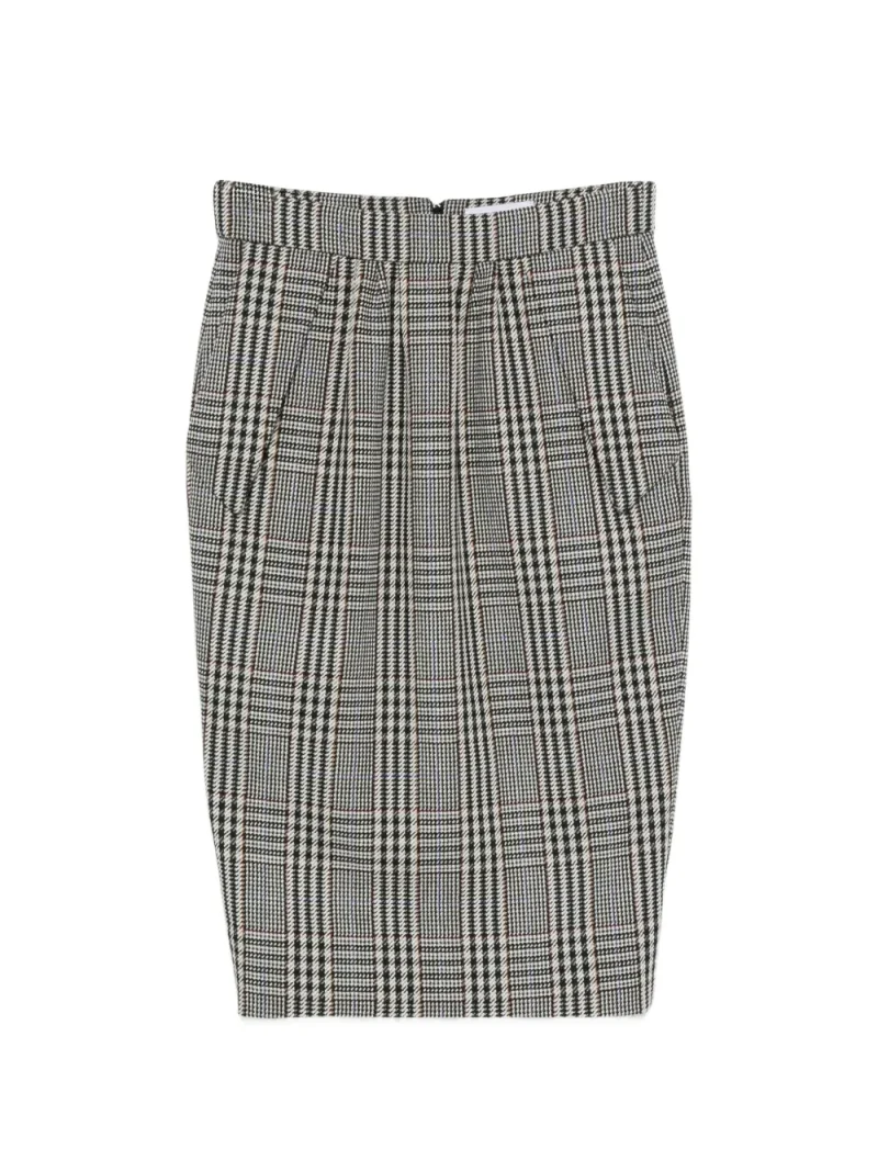 Fusta midi Stella McCartney Prince of Wales Check Wool gri