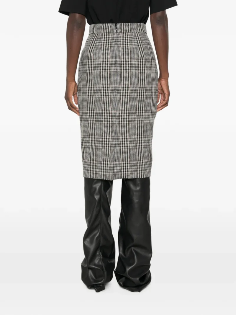 Fusta midi Stella McCartney Prince of Wales Check Wool gri - imagine 4