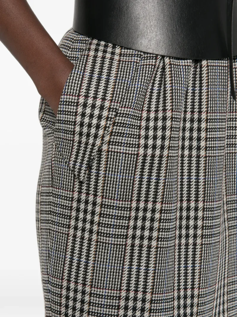 Fusta midi Stella McCartney Prince of Wales Check Wool gri - imagine 5