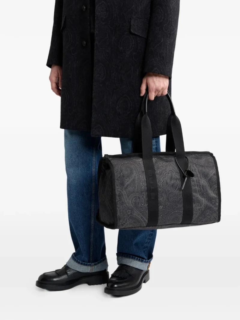 Geanta ETRO Large Arnica Paisley-Print Travel gri - imagine 4