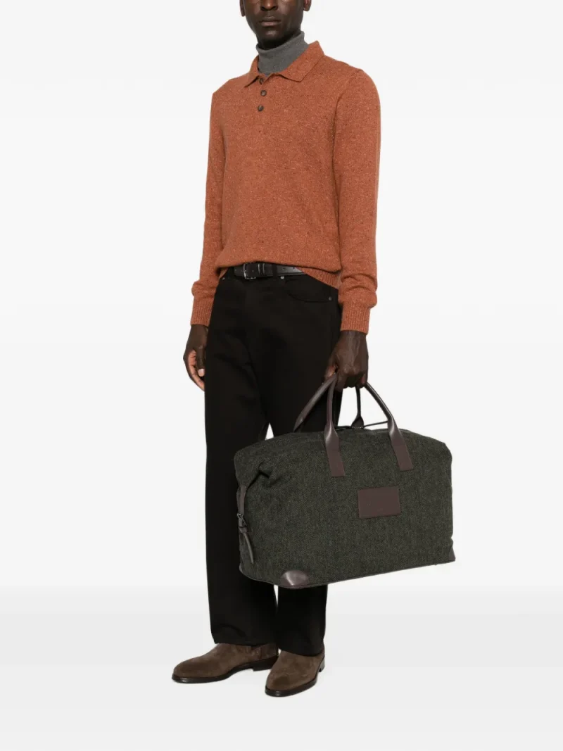 Geanta Gran Sasso Herringbone-Pattern Tote gri - imagine 3