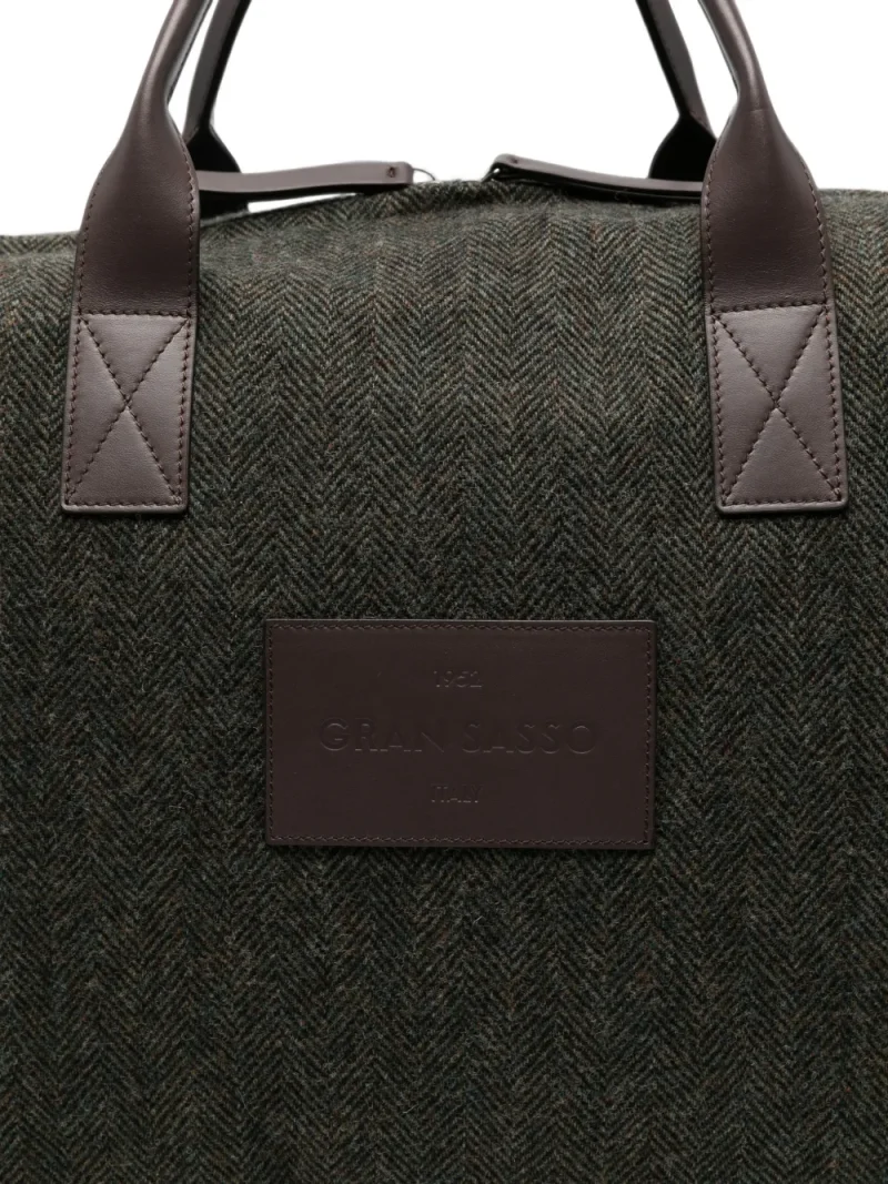 Geanta Gran Sasso Herringbone-Pattern Tote gri - imagine 4