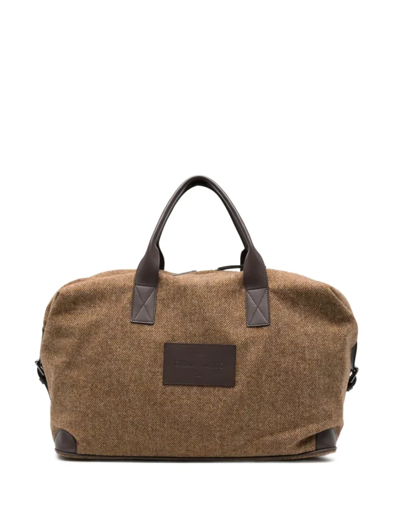 Geanta Gran Sasso Herringbone-Pattern Wool Tote maro