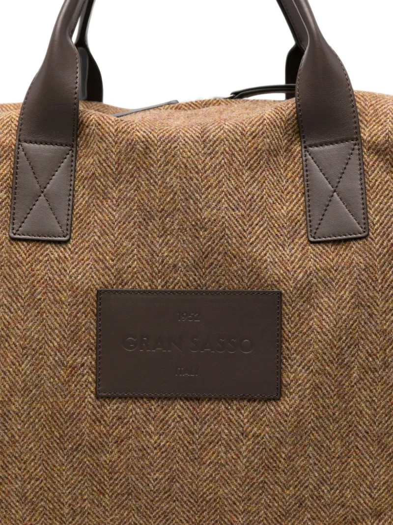Geanta Gran Sasso Herringbone-Pattern Wool Tote maro - imagine 4