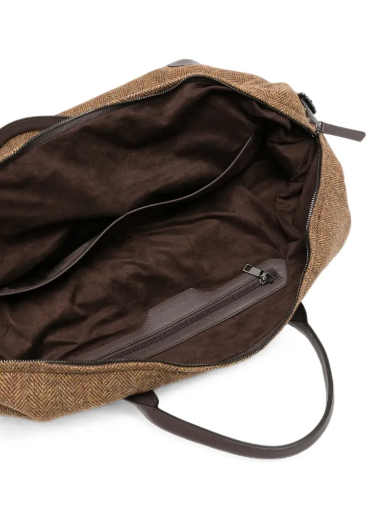 Geanta Gran Sasso Herringbone-Pattern Wool Tote maro - imagine 5