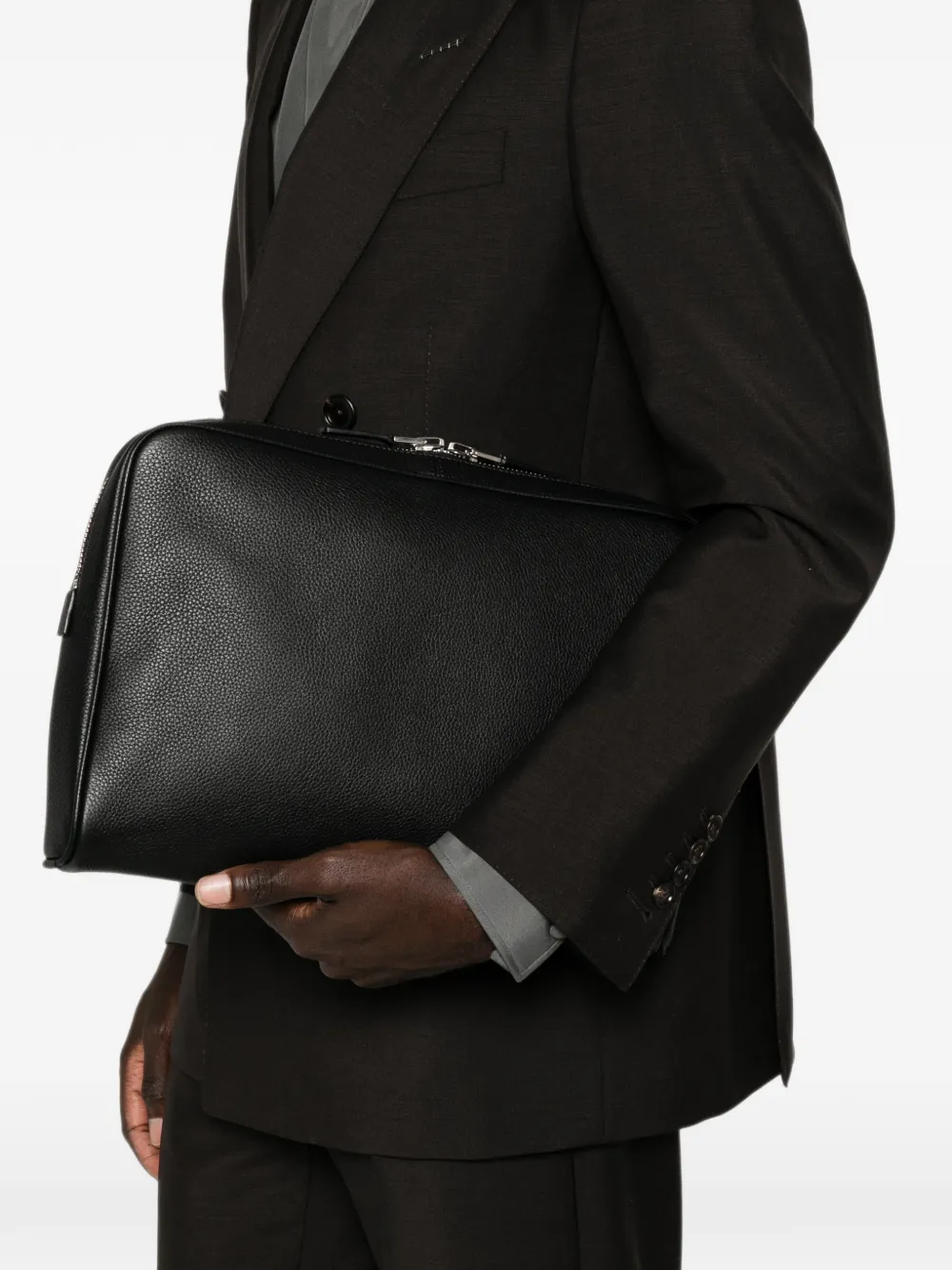 Geanta laptop Tom Ford Grained Leather negru - imagine 3