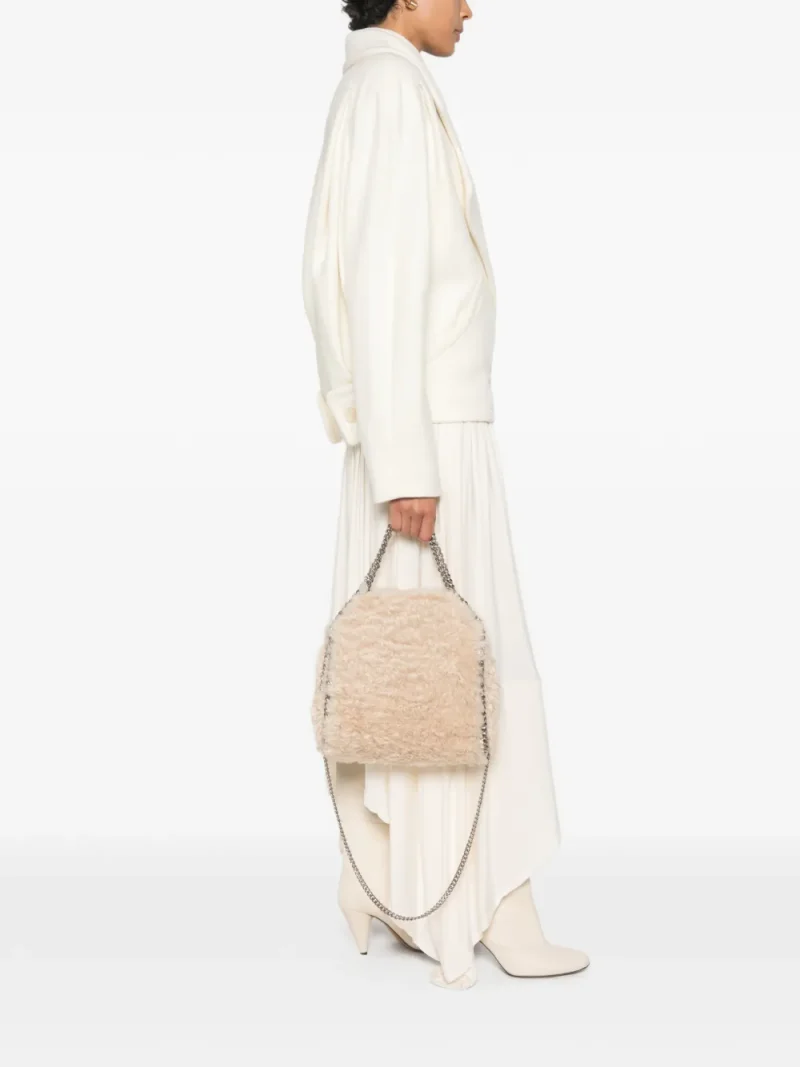 Geanta mini Stella McCartney Falabella Faux-Shearling bej - imagine 3