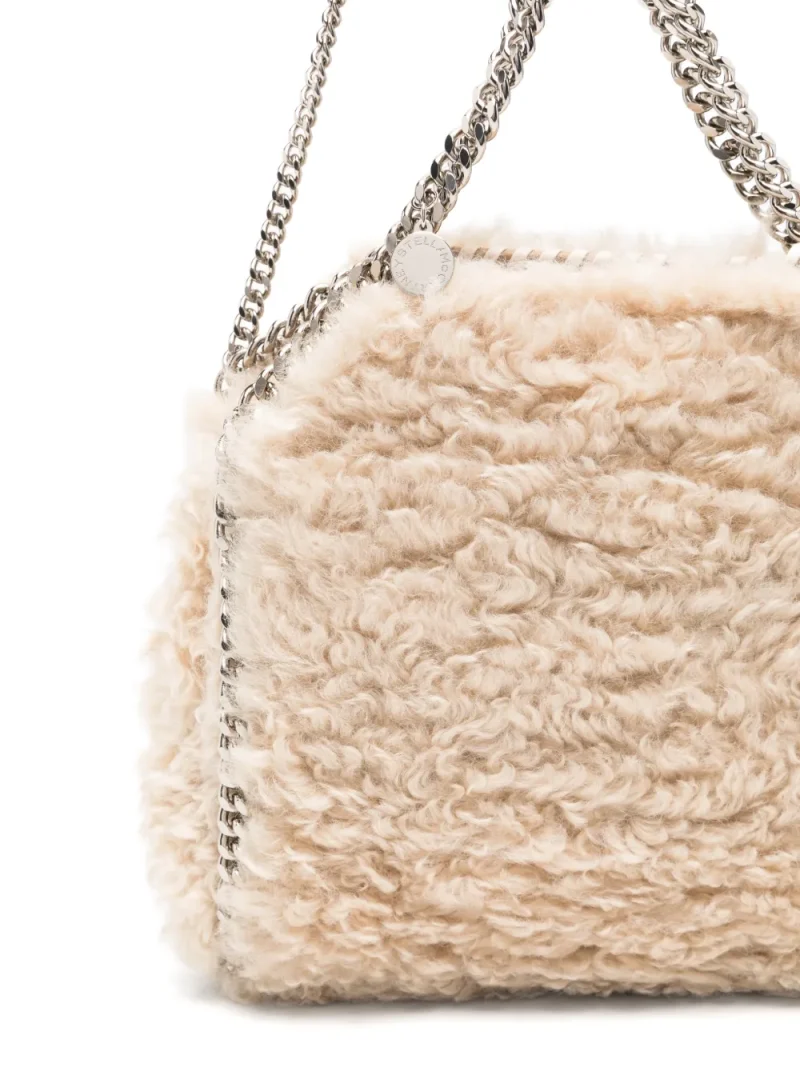 Geanta mini Stella McCartney Falabella Faux-Shearling bej - imagine 4