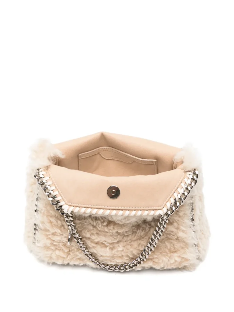 Geanta mini Stella McCartney Falabella Faux-Shearling bej - imagine 5