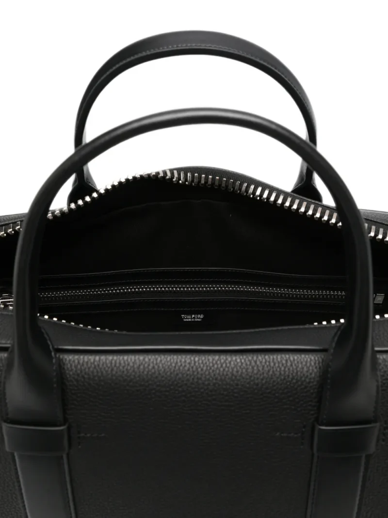 Geanta Tom Ford Leather Briefcase negru - imagine 4