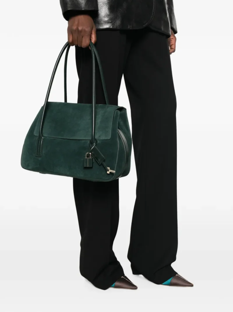 Geanta Tom Ford Suede Padlock-Detail Shoulder verde - imagine 3
