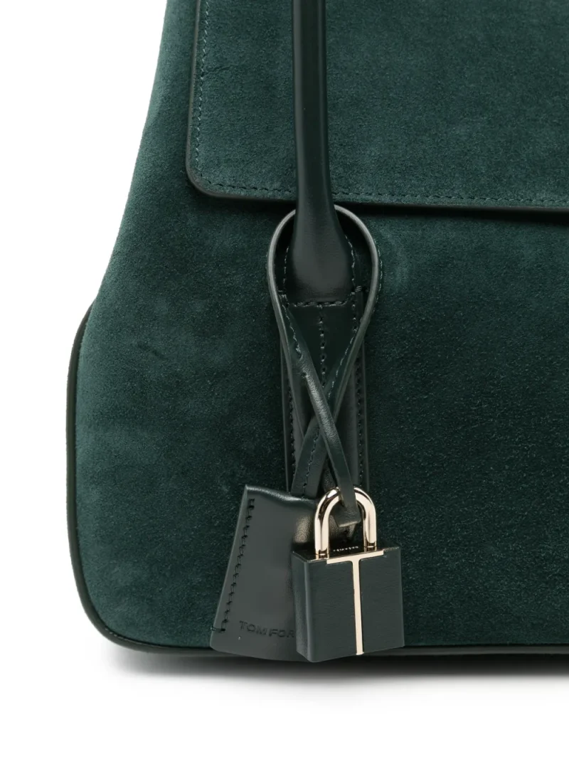 Geanta Tom Ford Suede Padlock-Detail Shoulder verde - imagine 4