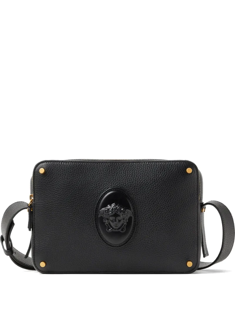 Geanta Versace Lou Leather Crossbody negru