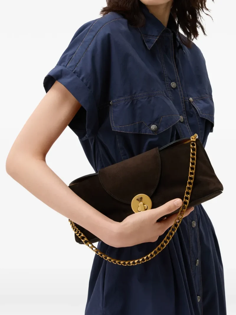 Geanta Versace Vivian Embellished Suede Clutch maro - imagine 3