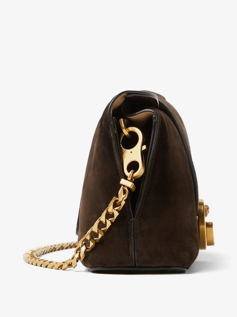 Geanta Versace Vivian Embellished Suede Clutch maro - imagine 4