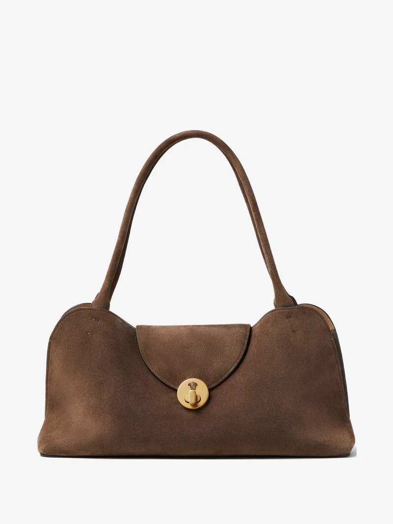 Geanta Versace Vivian Suede East/west maro