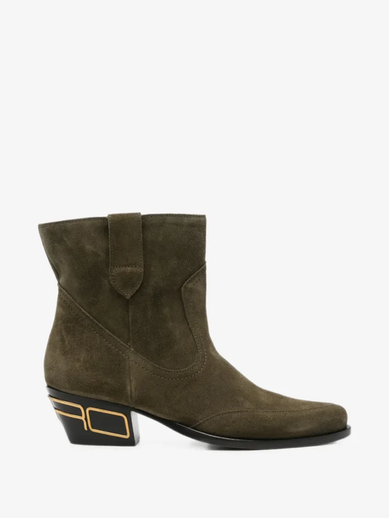 Ghete ETRO Pointed-Toe Logo-Plaque khaki