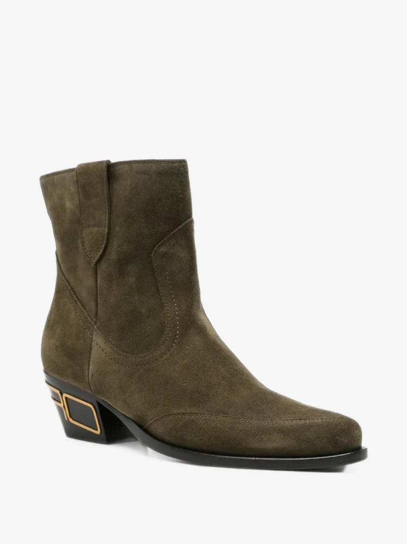 Ghete ETRO Pointed-Toe Logo-Plaque khaki - imagine 3