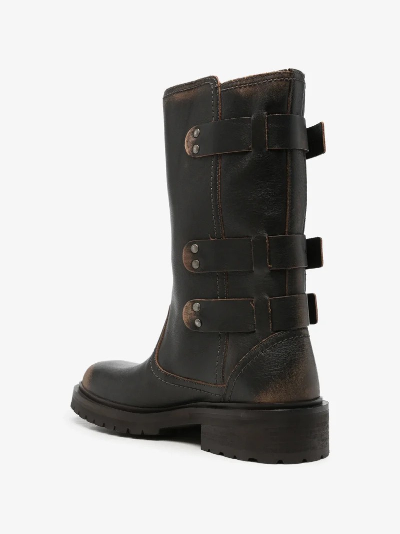 Alternative view of Ghete Golden Goose Triple-Buckle Distressed-Effect Biker maro