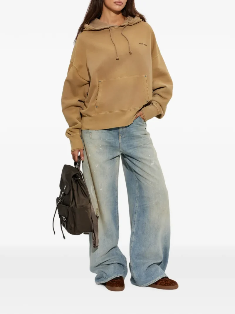 Hanorac Golden Goose Distressed Logo-Print bej - imagine 4