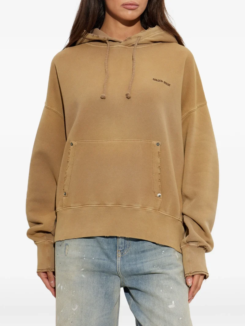 Hanorac Golden Goose Distressed Logo-Print bej - imagine 3