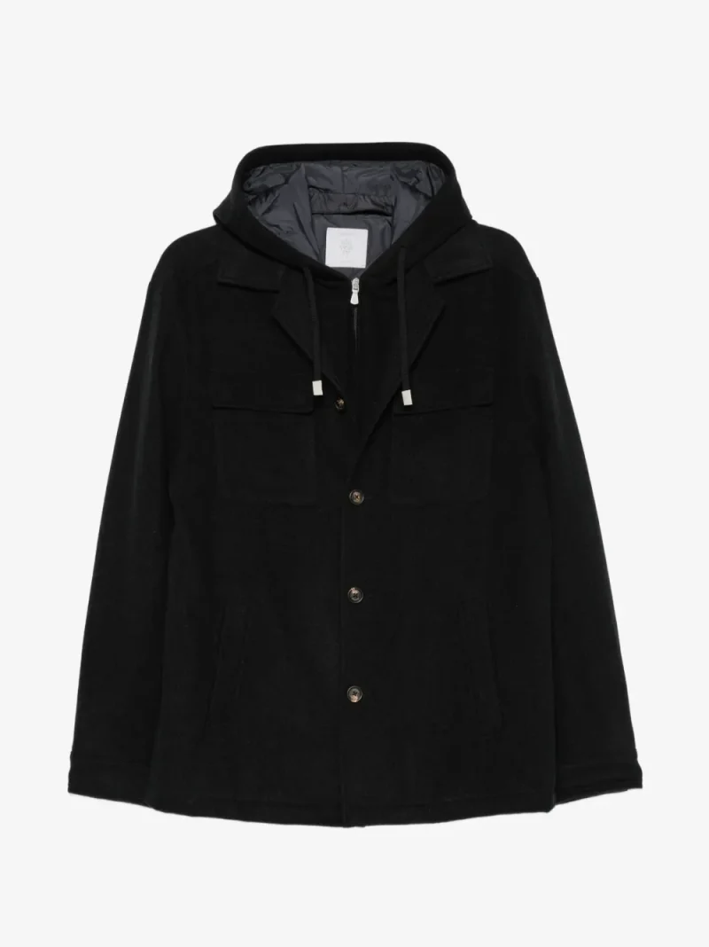 Jacheta Eleventy Hooded Wool negru