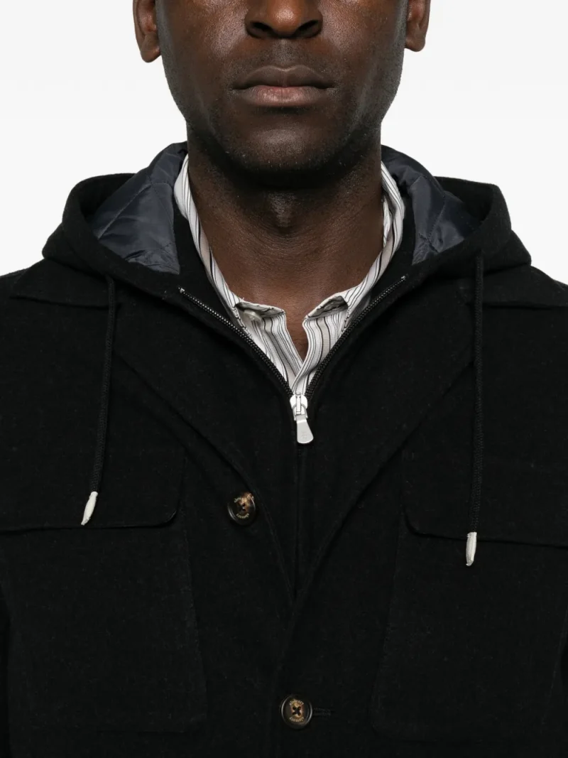 Jacheta Eleventy Hooded Wool negru - imagine 5