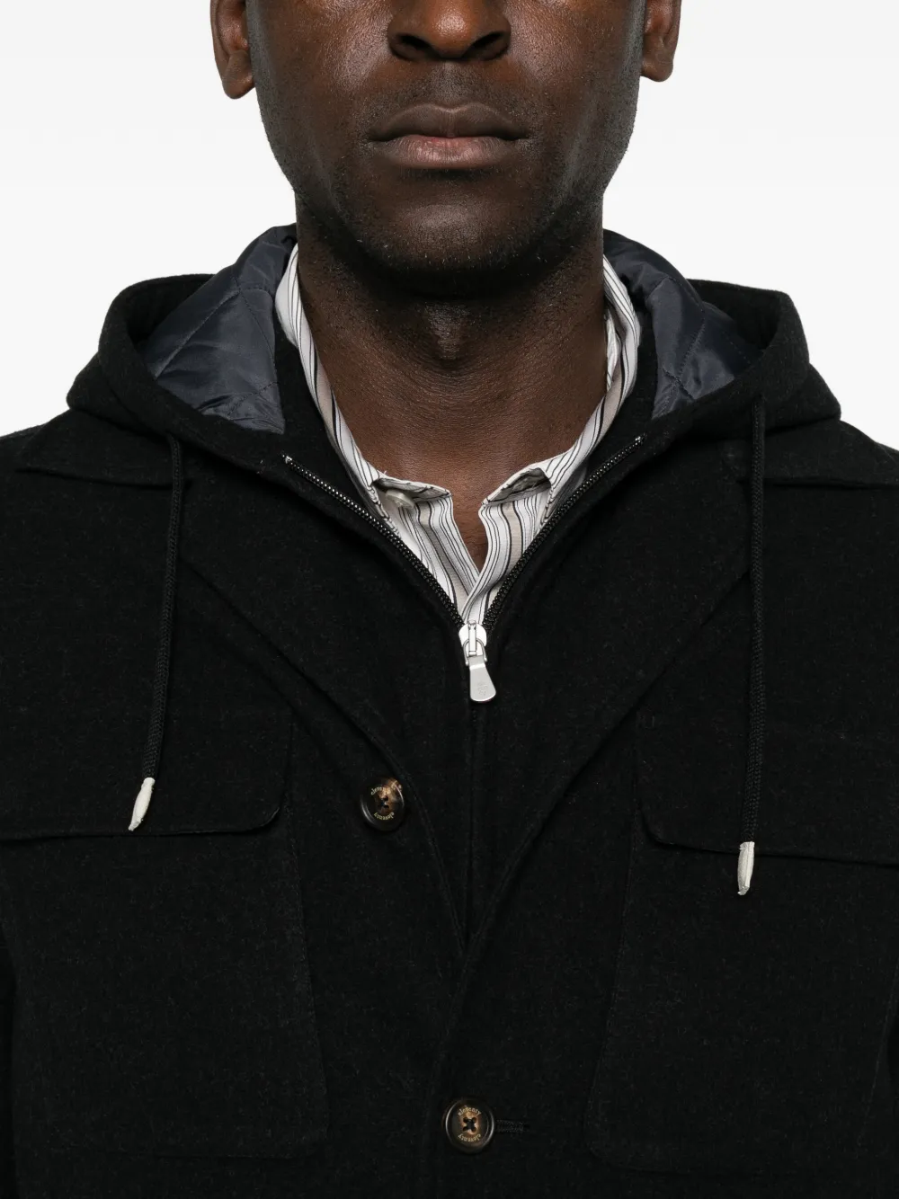 Jacheta Eleventy Hooded Wool negru - imagine 5