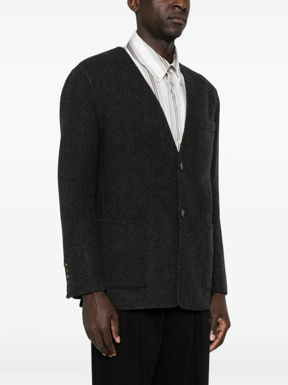 Jacheta Eleventy V-neck Button-up gri - imagine 3