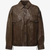 Jacheta Golden Goose Floral-Embossed Leather khaki