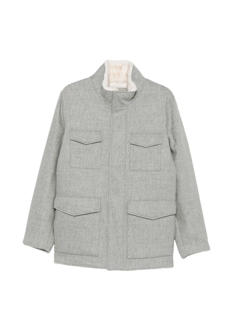 Jacheta Gran Sasso Four-Pocket Shearling-Collar gri
