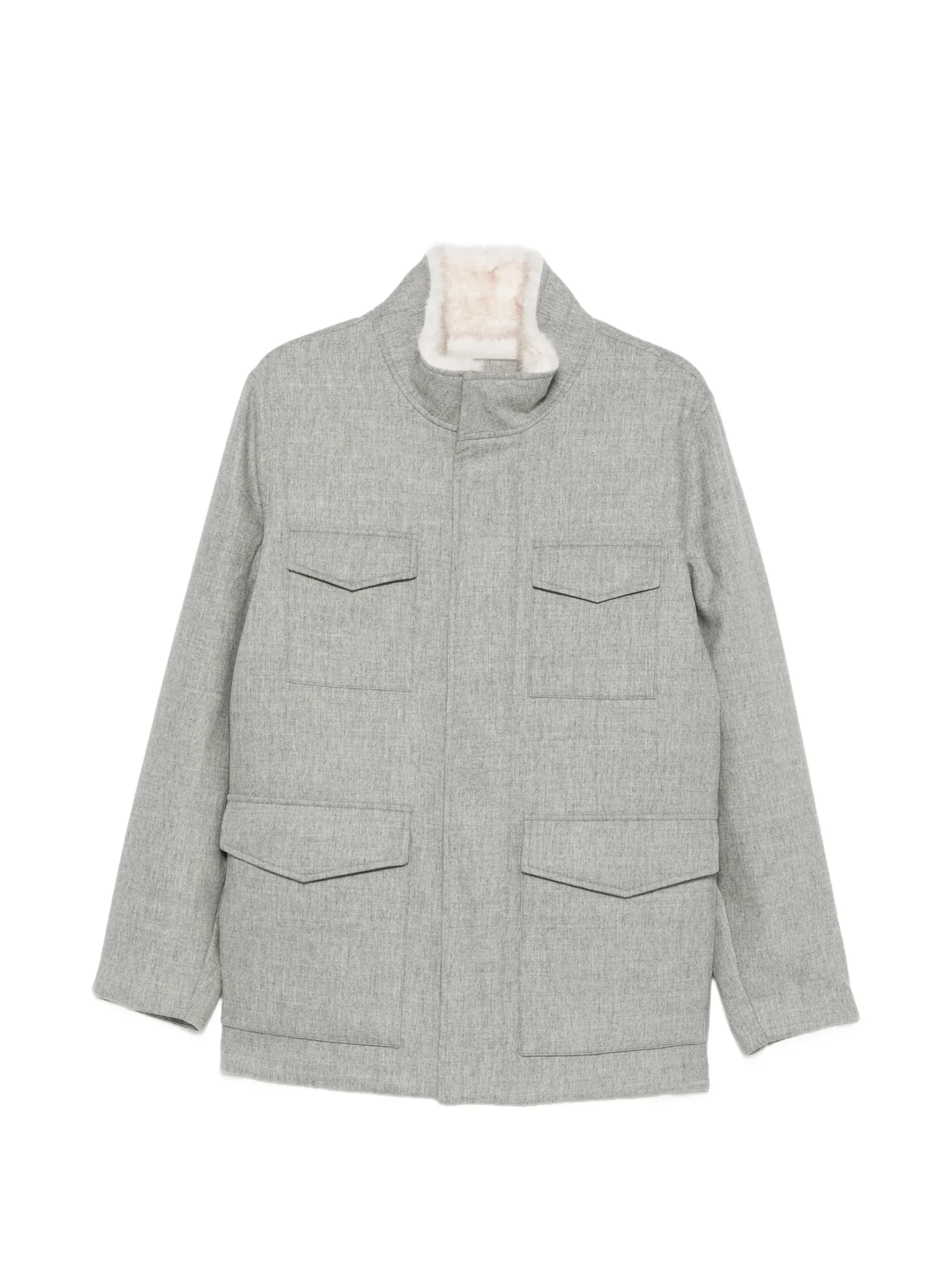 Jacheta Gran Sasso Four-Pocket Shearling-Collar gri