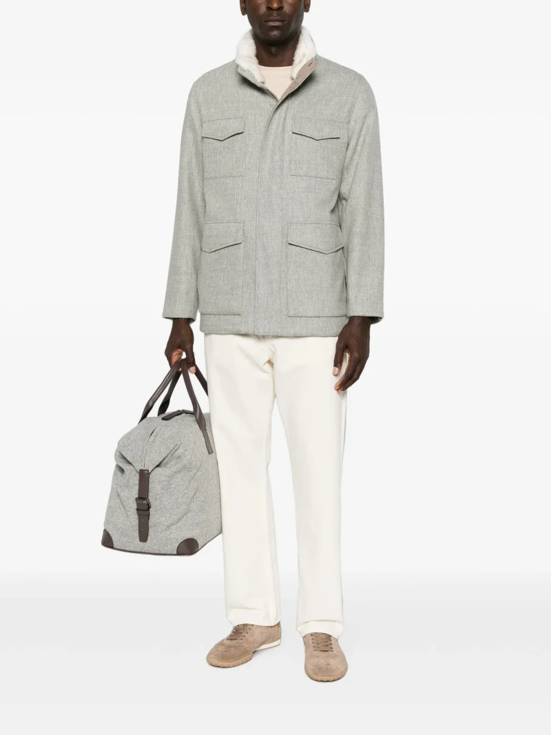 Jacheta Gran Sasso Four-Pocket Shearling-Collar gri - imagine 4