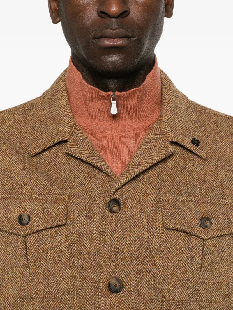 Jacheta Gran Sasso Herringbone-Pattern bej - imagine 5