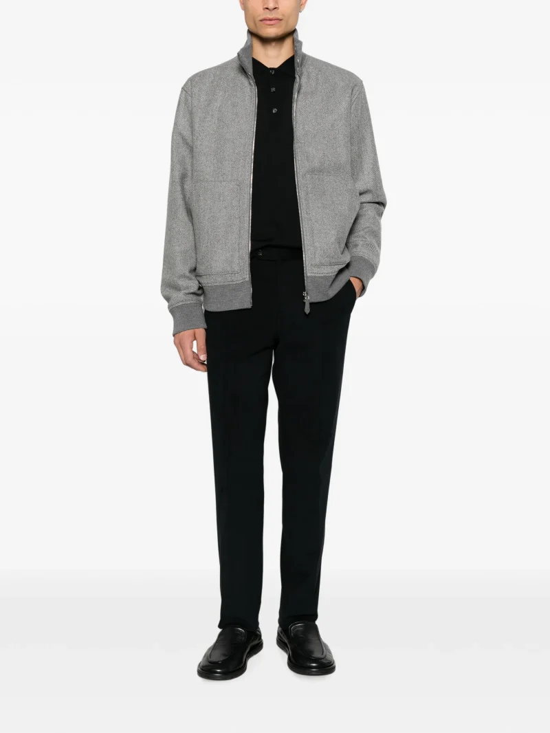 Jacheta Jacob Cohen Herringbone-Pattern Zip-Up gri - imagine 4