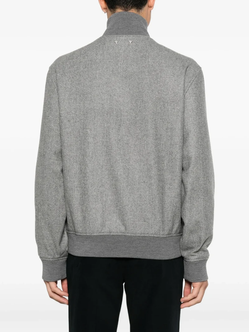 Alternative view of Jacheta Jacob Cohen Herringbone-Pattern Zip-Up gri