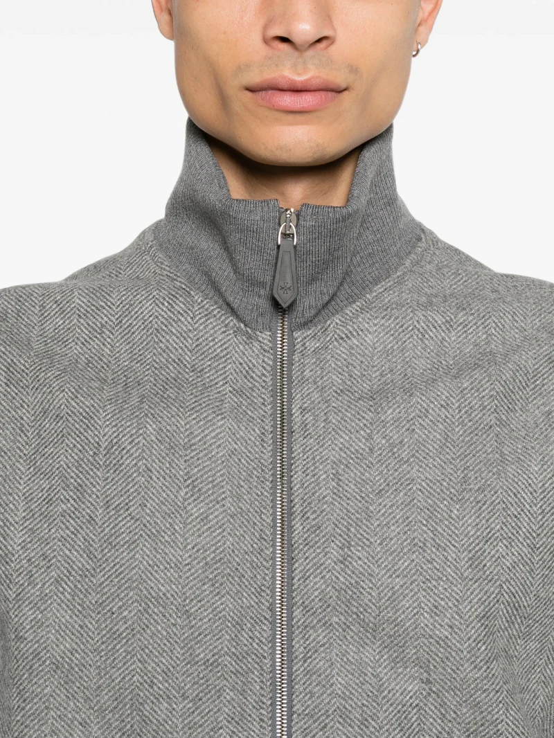Jacheta Jacob Cohen Herringbone-Pattern Zip-Up gri - imagine 5