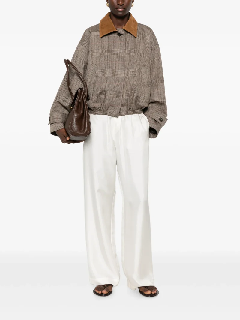 Jacheta Rohe Check-Pattern Wool Bomber maro - imagine 4