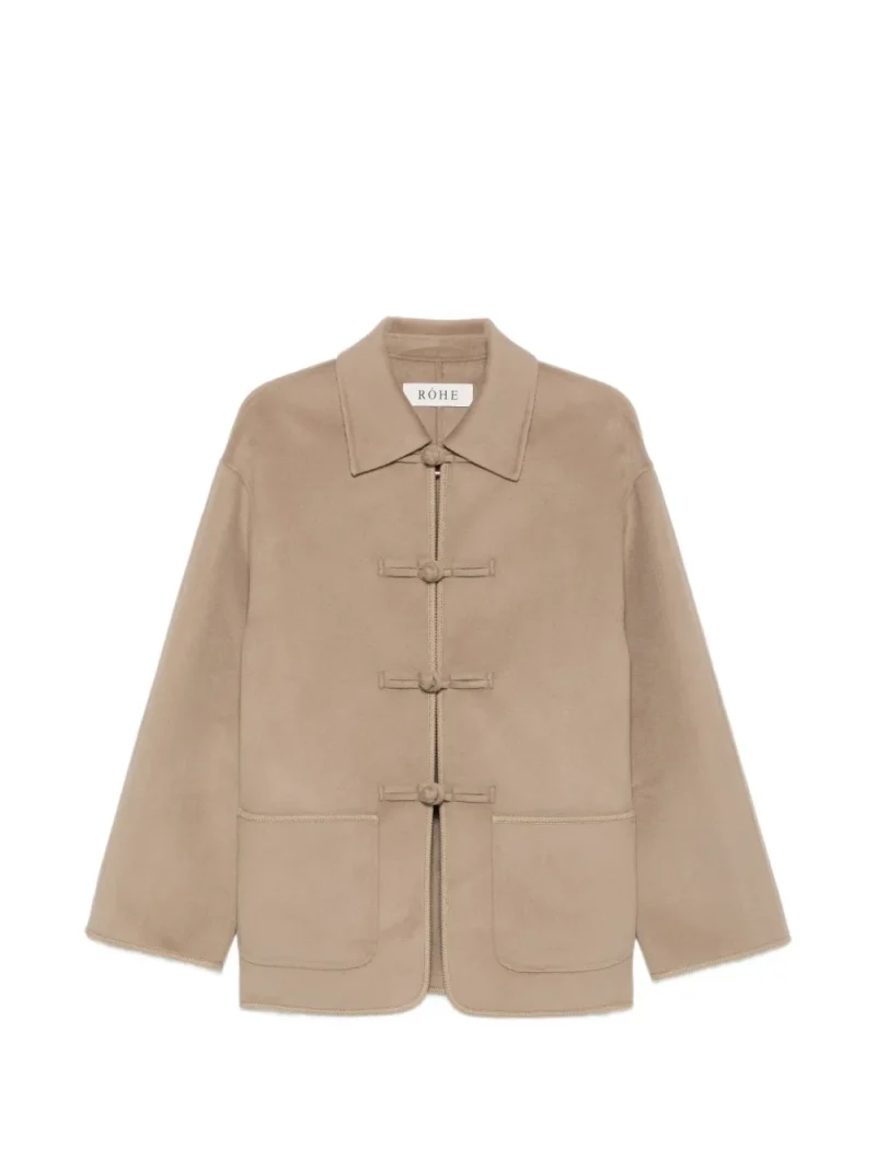 Jacheta Rohe Double-Faced Wool Pankou Closure maro