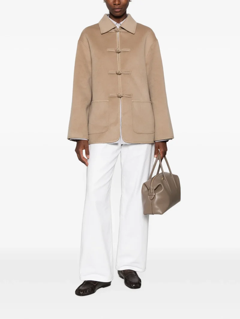 Jacheta Rohe Double-Faced Wool Pankou Closure maro - imagine 4