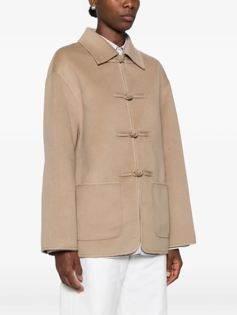 Jacheta Rohe Double-Faced Wool Pankou Closure maro - imagine 3