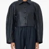 Jacheta Rohe Grounded Grain Leather Cropped negru