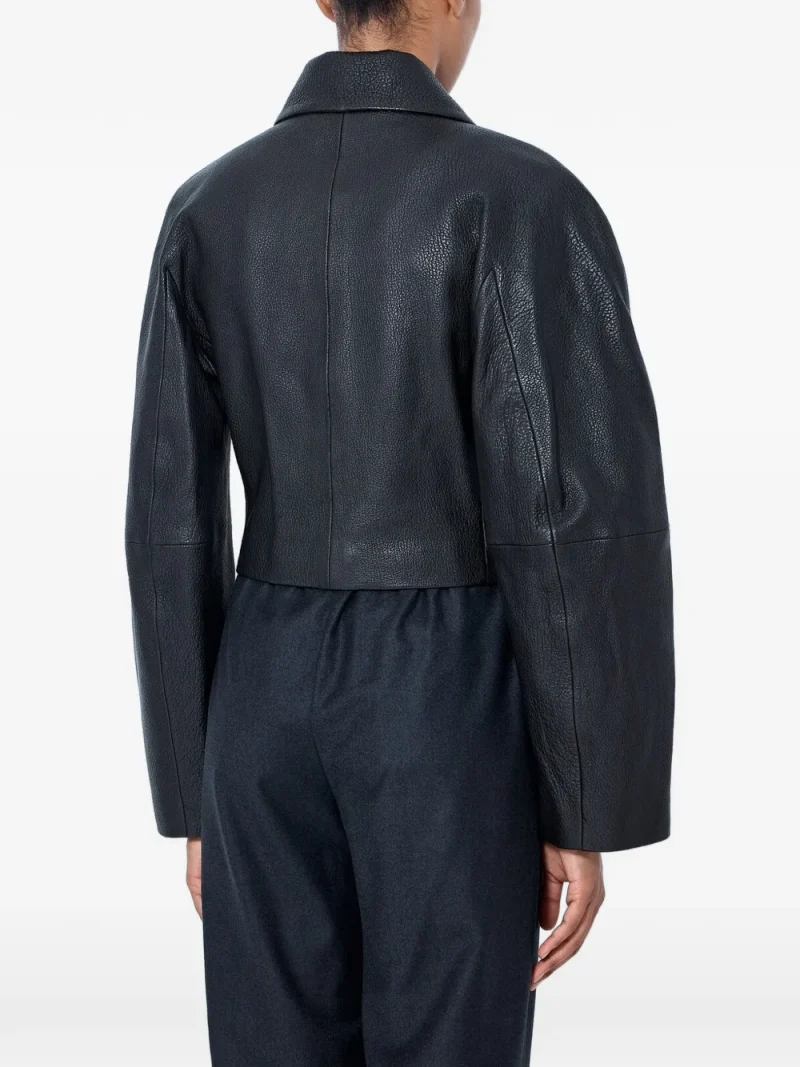 Alternative view of Jacheta Rohe Grounded Grain Leather Cropped negru