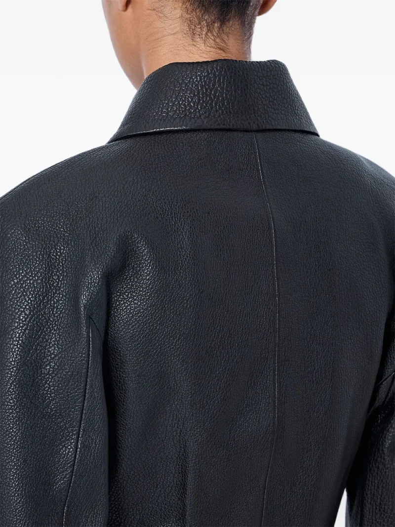 Jacheta Rohe Grounded Grain Leather Cropped negru - imagine 4