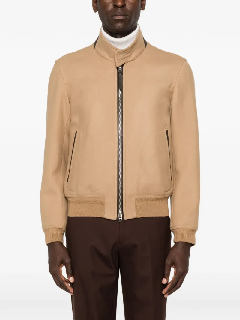 Jacheta Tom Ford Zip-Up Bomber bej - imagine 4